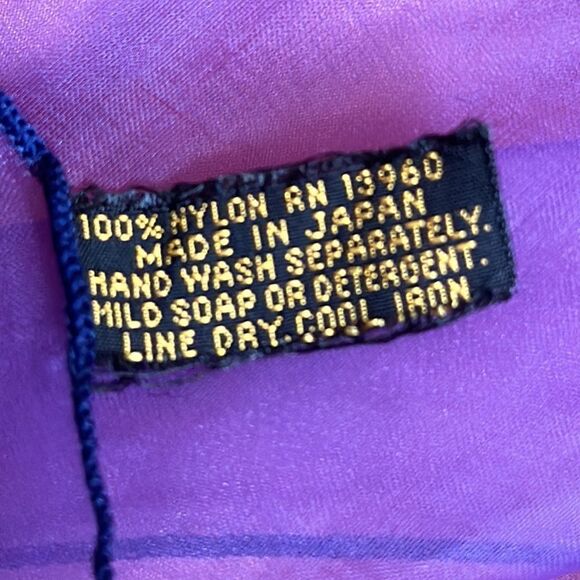 Vintage 60s Paris Accessories purple chiffon nylon square scarf - Picture 4 of 4